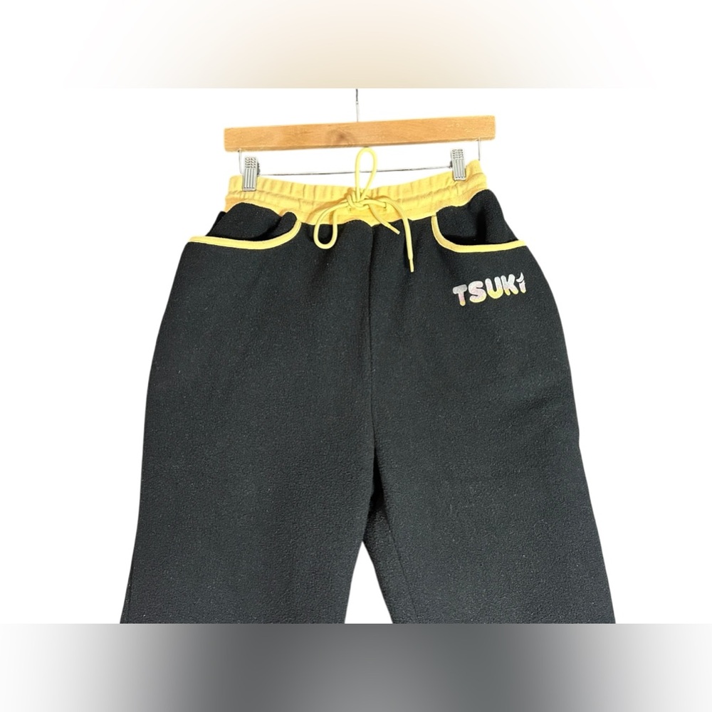 Tsuki Market Fleece Sweatpants Women’s Size XS Black And Yellow - Picture 2 of 7